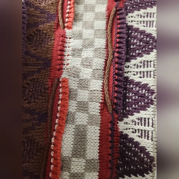 Vintage Cotton Traders Cosby 3D Knit Striped Multi Textured Sweater Men's Medium - Picture 2 of 4